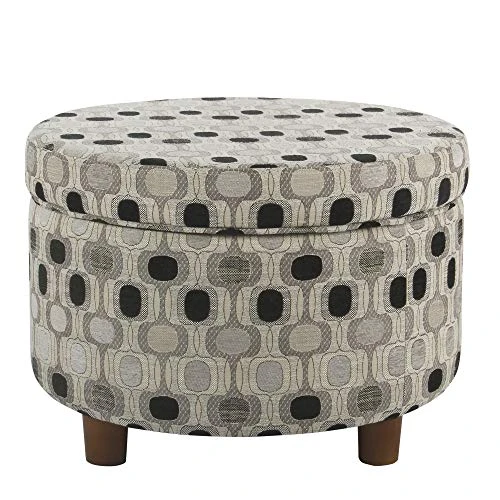 Homepop Home Decor | Upholstered Round Storage Ottoman | Ottoman With Storage For Living Room & Bedroom (Black Geo) 1 Homepop Home Decor | Upholstered Round Storage Ottoman | Ottoman With Storage For Living Room & Bedroom (Black Geo)