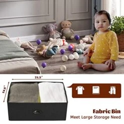 Larger 46.7''W 6 Drawer Dresser For Bedroom, Wide Fabric Dresser, Chest Dresser Organizer, Metal Handles, For Closet, Nursery, Living Room, Hallway - Black -Best Furniture Store 51FmCiUFnDL