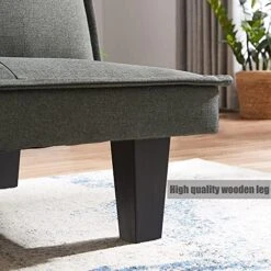 Majnesvon Modern Linen Fabric Sofa Bed Futon,Convertible Foldable Sleeper Sofa Bed With 3 Angles Adjustable Back,Wooden Frame & Legs For Small Living Space,Dorm Office Apartment (Light Grey) -Best Furniture Store 51FvkDnxh7L