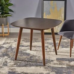 Christopher Knight Home Bass Mid Century Modern Square Faux Wood Dining Table, Walnut Finish, 35.75D X 35.75W X 30H In 12 Christopher Knight Home Bass Mid Century Modern Square Faux Wood Dining Table, Walnut Finish, 35.75D X 35.75W X 30H In -Best Furniture Store 51G288WrMVS