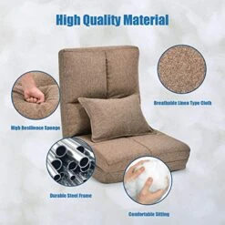 Giantex Triple Fold Down Sofa Bed, Adjustable Floor Couch Sofa With One Pillow, 6 Reclining Position, Convertible Upholstered Guest Sleeper, Modern Folding Lounge Chaise For Living Room And Bedroom -Best Furniture Store 51G3GWhDeFL