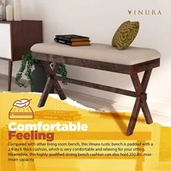 GENERIC Small Bench For A Contemporary Look Upholstered Dining Beige Farmhouse Wood Rustic 6 GENERIC Small Bench For A Contemporary Look Upholstered Dining Beige Farmhouse Wood Rustic -Best Furniture Store 51G6MUz1jbL