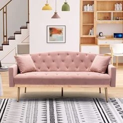 QHITTY Velvet Couch, Accent Sofa Couch Sleeper Loveseat Sofa Bed With Rose Gold Metal Feet And 2 Pillows For Living Room, Office (Black) 24 QHITTY Velvet Couch, Accent Sofa Couch Sleeper Loveseat Sofa Bed With Rose Gold Metal Feet And 2 Pillows For Living Room, Office (Black) -Best Furniture Store 51G8CaUWyL. AC