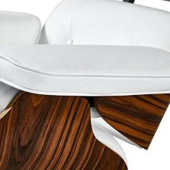 GENERIC Mid Century Lounge Chair With Ottoman, Genuine Leather Classic Modern Chair With 8-Layer Palisander Wood And Aluminum Base For Living Room Office Study Lounge (Palisander And White, Standard Size) -Best Furniture Store 51G9yUbysES