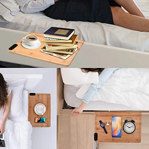 Bamboo Bedside Shelf, Easy Assemble Bunk Bed Shelf, Bedside Shelf For Bed College Dorm Room With A Cable Manager, Versatile Use As Snack Bedside Table (Natural) 2 Bamboo Bedside Shelf, Easy Assemble Bunk Bed Shelf, Bedside Shelf For Bed College Dorm Room With A Cable Manager, Versatile Use As Snack Bedside Table (Natural) - Image 2