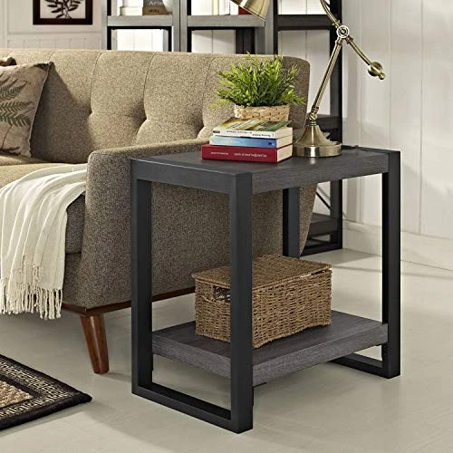 Walker Edison Industrial Wood End Side Accent Table Living Room Entryway Kitchen Dining Room Console Living Room, 24 Inch, Charcoal 3 Walker Edison Industrial Wood End Side Accent Table Living Room Entryway Kitchen Dining Room Console Living Room, 24 Inch, Charcoal - Image 3