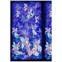 Timeless Treasures Fairy Soiree CM8860 Indigo Fairies Moon Butterflies 24" Panel W/Metallic