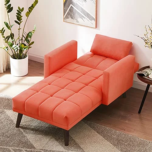 Lamerge Sleeper Sofa Chair Bed, 3-in-1 Convertible Chair Bed With Pillow,Adjustable Backrest Chaise Lounge Sleeper Couch Bed,Velvet Sofa Bed Reclining Chair For Apartment,Solid Wood Legs,Red 4 Lamerge Sleeper Sofa Chair Bed, 3-in-1 Convertible Chair Bed With Pillow,Adjustable Backrest Chaise Lounge Sleeper Couch Bed,Velvet Sofa Bed Reclining Chair For Apartment,Solid Wood Legs,Red - Image 4