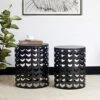 Joveco Metal Accent Tables Set Of 2, Nesting Side Table Modern Round End Table Set, Decorative Coffee Tables Nightstands Stools For Living Room Bedroom Balcony Lounge Office (Black & Bronze)
