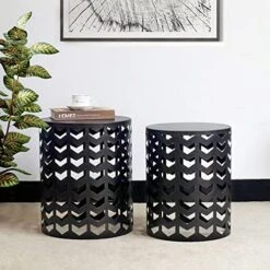 Joveco Metal Accent Tables Set Of 2, Nesting Side Table Modern Round End Table Set, Decorative Coffee Tables Nightstands Stools For Living Room Bedroom Balcony Lounge Office (Black & Bronze) -Best Furniture Store 51Gd9PkDDqL. AC