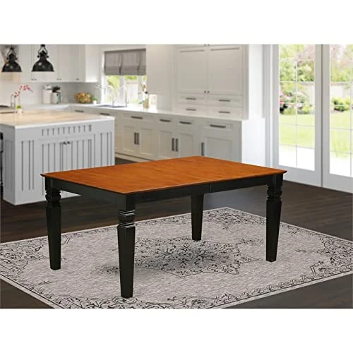 East West Furniture Wet-BCH-TL Wooden Kitchen Table With Cherry Rectangular Tabletop And 60 X 42 X 30-Black Finish 2 East West Furniture Wet-BCH-TL Wooden Kitchen Table With Cherry Rectangular Tabletop And 60 X 42 X 30-Black Finish - Image 2