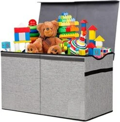 YOLOXO Toy Box Chest, Collapsible Sturdy Storage Bins With Lids, Extra Large Kids Toy Storage Organizer Boxes Bins Baskets For Kids, Boys, Girls, Nursery Room, Playroom, Closet (New Black) -Best Furniture Store 51GfOL8ijHL. AC