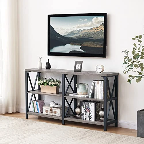 LVB Rustic Sofa Table, Farmhouse Console Table For Living Room, Hallway Entryway Table With Storage, Entry Table For Foyer, Light Grey Oak, 55 Inch 5 LVB Rustic Sofa Table, Farmhouse Console Table For Living Room, Hallway Entryway Table With Storage, Entry Table For Foyer, Light Grey Oak, 55 Inch - Image 5
