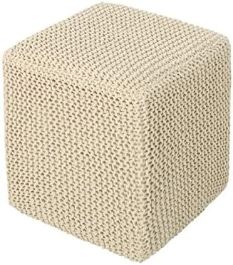 Christopher Knight Home Scott Knitted Foot Stool, Light Gray 6 Christopher Knight Home Scott Knitted Foot Stool, Light Gray - Image 6