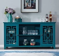 WTRAVEL Buffet Sideboard Kitchen Buffet Storage Cabinet, 2 Doors Storage Cabinet With Adjustable Shelves, Wood Console Table For Kitchen, Dining, Living Room, Teal Blue -Best Furniture Store 51GlJzjej5L. AC