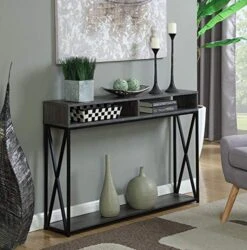Convenience Concepts Tucson Deluxe Console Table With Shelf, Weathered Gray/Black -Best Furniture Store 51H2hRcSjUL