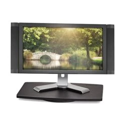 Prosumer's Choice Natural Bamboo TV Swivel Stand For LED/LCD TV, Monitors, Stereos, 21 Inch Base Surface | Steel Ball Bearings | 360˚ Rotation – Black