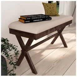 GENERIC Small Bench For A Contemporary Look Upholstered Dining Beige Farmhouse Wood Rustic