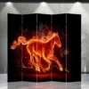 Double Sided Canvas Screen Room Divider - Fire Horse