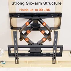 Perlegear Full Motion TV Wall Mount Bracket Swivel Articulating Extension Tilt Arms For 26-65 Inch Flat Curved TVs, Max VESA 400x400mm Up To 99lbs,16" Wood Studs,PGMFK4 -Best Furniture Store 51Hk4Fu523L