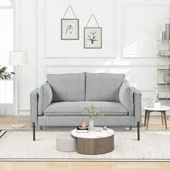 2-Piece Linen Fabric Sofa Set With USB Charging Ports, Morden Style Upholstered Sofa And Loveseat Sets With 3 Seat Sofa Couch And Loveseat Sofa For Living Room, Apartment (2+3 Seat, Grey) -Best Furniture Store 51HqAkXmWL. AC