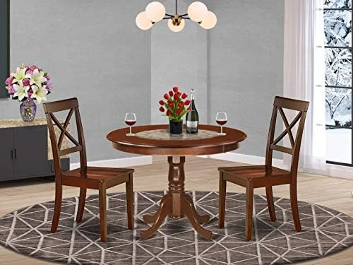 East West Furniture HLBO5-LWH-W 5 Piece Dinette Set For 4 Includes A Round Dining Room Table With Pedestal And 4 Kitchen Dining Chairs, 42x42 Inch, Linen White 7 East West Furniture HLBO5-LWH-W 5 Piece Dinette Set For 4 Includes A Round Dining Room Table With Pedestal And 4 Kitchen Dining Chairs, 42x42 Inch, Linen White - Image 7
