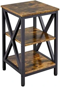 Yaheetech Industrial End Tables Set Of 2, 3-Tier Side Tables With Storage Shelves For Living Room, X Design Sofa Tables, Strong Metal Frame, Easy Assembly, 16x16x24.5 In, Gray -Best Furniture Store 51IGnOI4x L. AC