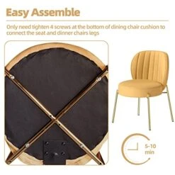 Sucrever Dining Chairs Set Of 2, Upholstered Dining Chairs, Kitchen & Dining Room Chairs, Mid Century Modern Velvet Accent Chair With Gold Legs For Dining Kitchen Living Room Bedroom, Yellow -Best Furniture Store 51IKsPABkXL