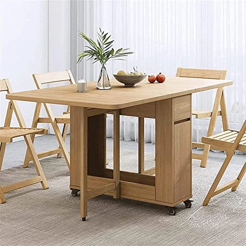 GENERIC Juan Folding Dining Table Set, Wooden Extendable Dining Table With 4 Chairs, Drop Leaf Table For Kitchen Dining Room Living Room Restaurant-1.4m 4 GENERIC Juan Folding Dining Table Set, Wooden Extendable Dining Table With 4 Chairs, Drop Leaf Table For Kitchen Dining Room Living Room Restaurant-1.4m - Image 4