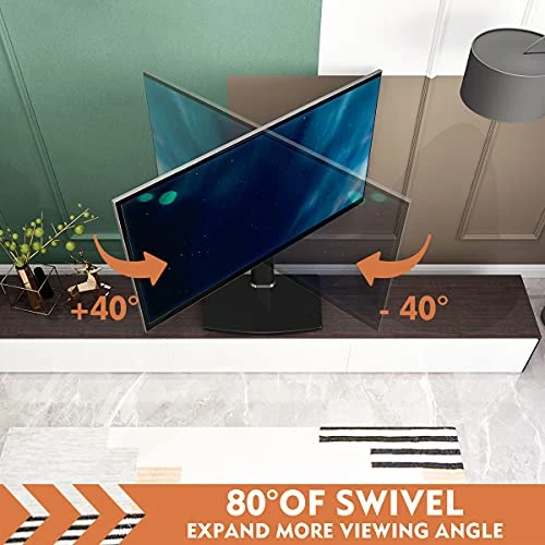 Universal Swivel TV Stand/Base Table Top TV Stand 27 To 60 Inch TVs 80 Degree Swivel, 4 Level Height Adjustable, Heavy Duty Tempered Glass Base, Holds Up To 99lbs Screens, HT04B-001 2 Universal Swivel TV Stand/Base Table Top TV Stand 27 To 60 Inch TVs 80 Degree Swivel, 4 Level Height Adjustable, Heavy Duty Tempered Glass Base, Holds Up To 99lbs Screens, HT04B-001 - Image 2