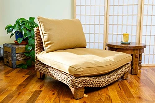 XoticBrands Seagrass Meditation Yoga Chair - Natural With Cream Cushion 4 XoticBrands Seagrass Meditation Yoga Chair - Natural With Cream Cushion - Image 4