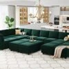 Belffin Modular Large Sectional Sofa With Storage Seat Oversized U Shaped Couch With Reversible Chaise Modular Sofa Set With Ottoman Velvet Green