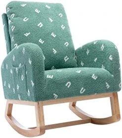 Setawix Rocking Chair For Nursery, Midcentury Modern Accent Rocker Armchair With Side Pocket, Upholstered High Back Wooden Rocking Chair For Living Room Baby Room Bedroom (Yellow - Velvet) -Best Furniture Store 51Isgfaci0L. AC