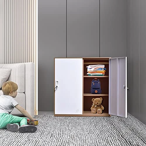MECOLOR Metal 2 Tier Locker For Kids Cloth Toy And Shoes Storage With Removable Shelf Inside 2 MECOLOR Metal 2 Tier Locker For Kids Cloth Toy And Shoes Storage With Removable Shelf Inside - Image 2