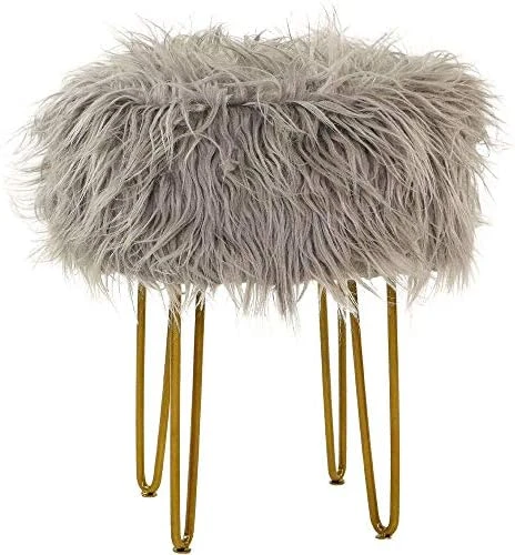 CRITTER SITTERS 19-in.-Seat Height Plush Gray Pouf Ottoman With 4 Spindle Legs - Furniture For Nursery, Bedroom, Playroom, And Living Room Decor 5 CRITTER SITTERS 19-in.-Seat Height Plush Gray Pouf Ottoman With 4 Spindle Legs - Furniture For Nursery, Bedroom, Playroom, And Living Room Decor - Image 5