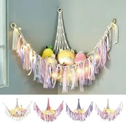 Altsuceser Stuffed Animal Storage Hammock With LED Light, Corner Hanging Net Bag For Stuffed Animal Plush Toy, Boho Handmade Toy Storage Hammock For Kids Girls Baby White -Best Furniture Store 51JDgD 7cQL. AC
