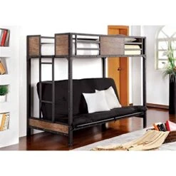 Furniture Of America Baron Metal Twin Over Futon Bunk Bed In Black