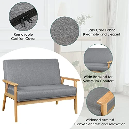 Homajor Small Loveseat,Loveseat Sofa,Small Couches For Small Spaces,Sofa Couch,Fabric Loveseat Sofa Couch For Living Room Bedroom,Grey 3 Homajor Small Loveseat,Loveseat Sofa,Small Couches For Small Spaces,Sofa Couch,Fabric Loveseat Sofa Couch For Living Room Bedroom,Grey - Image 3