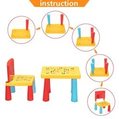 Kids Desk And Chair Set, DIY Detachable Toddler Table And Chairs, Alphabetic Plastic Children Furniture For Meal/Reading/Painting/Art Activity 9 Kids Desk And Chair Set, DIY Detachable Toddler Table And Chairs, Alphabetic Plastic Children Furniture For Meal/Reading/Painting/Art Activity -Best Furniture Store 51JYrIoQ8HL