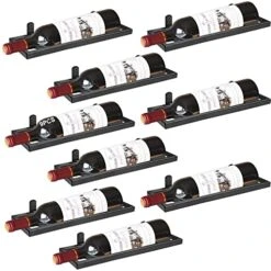 YALINKA Metal Wall Mounted Wine Racks, Hanging Wine Bottle Display Organizer Holder With Screws, Beverages Liquor Bottles Storage Shelf For Home Kitchen Bar Decor (Black 9)