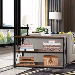 Usinso 47‘'TV Stand Console Sofa Table & Industrial Console Table 3-Tier Rustic Console Entryway/Hallway Table For Living Room, Open Bookshelf In Bedroom Entryway,Brown Oak 8 Usinso 47‘'TV Stand Console Sofa Table & Industrial Console Table 3-Tier Rustic Console Entryway/Hallway Table For Living Room, Open Bookshelf In Bedroom Entryway,Brown Oak -Best Furniture Store 51JgQaWK5cL