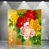 Asian Home Double Sided Canvas Screen Room Divider - Peony