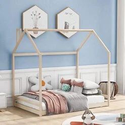 Merax House Bed Frame Floor Bed For Kids And Toddler. Wood Twin Bed Frame For Boys And Girls, House Shaped, Twin And Full -Best Furniture Store 51K JuqaL9L. AC