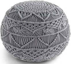 Pouf Ottoman - Hand Knitted Macrame Ottoman Pouf, Large Pouf Ottoman Foot Rest For Couch, 100% Cotton Cord, Poufs For Living Room, Floor Pouf Ottoman - 20 Diameter X 14 Height - Pure Natural -Best Furniture Store 51K0gdVAYaL. AC