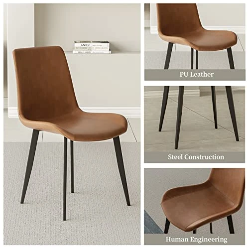 Jiexi Extendable Dining Table Set For 6-8, Rectangular MDF Slate Stone Color Top With 6 Faux Leather Dining, Modern Kitchen Table With Extension Leaf, Extendable 55'' To 71'' For Kitchen Restaurant 3 Jiexi Extendable Dining Table Set For 6-8, Rectangular MDF Slate Stone Color Top With 6 Faux Leather Dining, Modern Kitchen Table With Extension Leaf, Extendable 55'' To 71'' For Kitchen Restaurant - Image 3