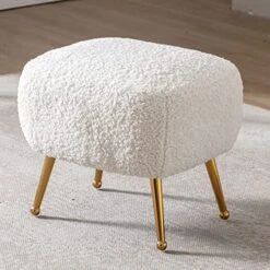 DUOMAY Modern Accent Chair With Ottoman, Sherpa Upholstered Barrel Chair With Footrest, Comfy Lounge Chair Single Sofa Armchair Club Chair For Living Room Bedroom Office, White -Best Furniture Store 51KX3OYH1xL