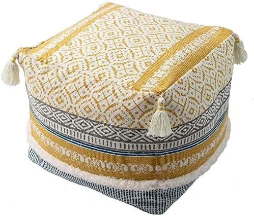 Blue Page Boho Neutral Decorative Square Unstuffed Pouf - Braided Handwoven Casual Ottoman Pouf Cover With Tassels And Cute Soft Tufted Footrest/Cushion For Bedroom Living Room, 18" X18”x16 10 Blue Page Boho Neutral Decorative Square Unstuffed Pouf - Braided Handwoven Casual Ottoman Pouf Cover With Tassels And Cute Soft Tufted Footrest/Cushion For Bedroom Living Room, 18" X18”x16 - Image 10