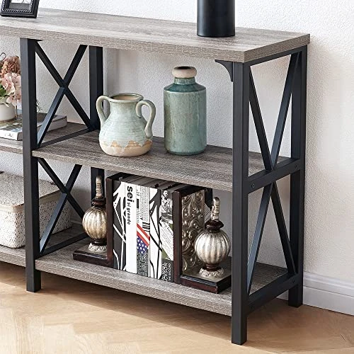 LVB Rustic Sofa Table, Farmhouse Console Table For Living Room, Hallway Entryway Table With Storage, Entry Table For Foyer, Light Grey Oak, 55 Inch 2 LVB Rustic Sofa Table, Farmhouse Console Table For Living Room, Hallway Entryway Table With Storage, Entry Table For Foyer, Light Grey Oak, 55 Inch - Image 2