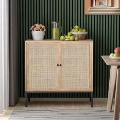 Yechen Set Of 2 Sideboard Storage Cabinet With Handmade Natural Rattan Doors, Accent Cabinet Rattan Cabinet Buffet Cabinet With Storage, For Living Room, Dining Room, Entryway, Kitchen, Nature 2 -Best Furniture Store 51KxqaeKNsL. AC