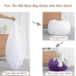 Stuffed Animal Storage Bean Bag Chair, Soft Velvet BeanBag Cover Only With Inner Liner For Organizing Plush Toys, Beans - Update The Old Beanbag Into A New Bean Bag Seat For Kids - 38" Extra Large -Best Furniture Store 51L0hwyfSqL
